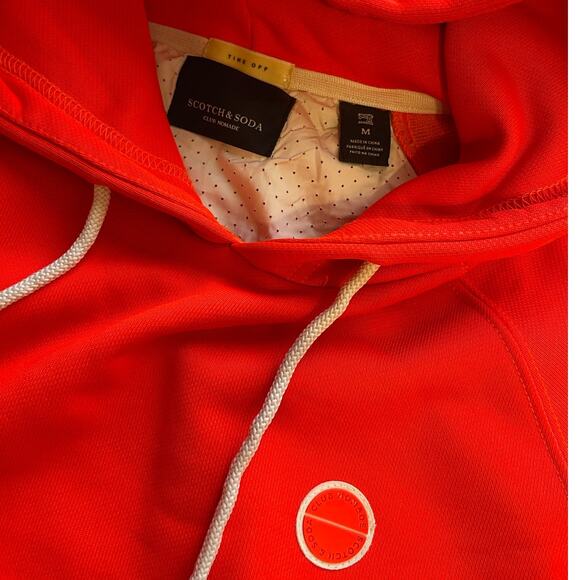 Scotch & Soda Men's Fluorescent Orange Club Nomad Time Off Pull On Hoodie Medium - Picture 5 of 12